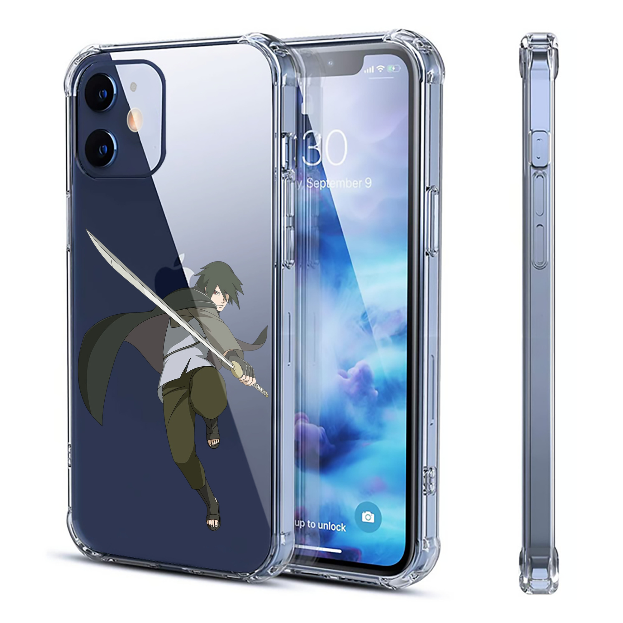 （画像用） NARUTO -ナルト- うちは サスケ Uchiha Sasuke 【iPhone 12シリーズ対応】透明スマホケース（クリアソフトケース）
